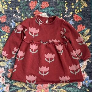 Little Co. by Lauren Conrad Red Tulip Floral Print Sweatshirt Dress, Size 2T
